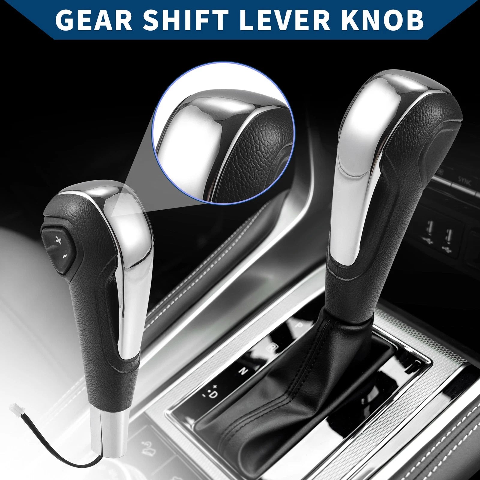 Automatic Gear Shift Knob for Chevrolet Aveo (2011–2017) Faux Leather Silver