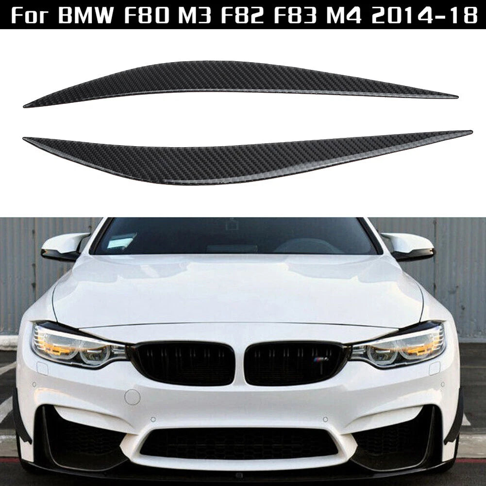 2X Carbon Fiber Headlight Eye Lid for BMW F80 M3 F82 F83 M4 (2014–2018)