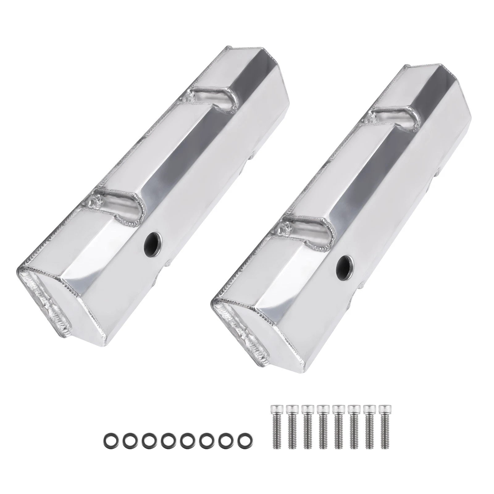 2pc Fabricated Aluminum Tall Valve Covers for Chevy Small Block 283 327 350