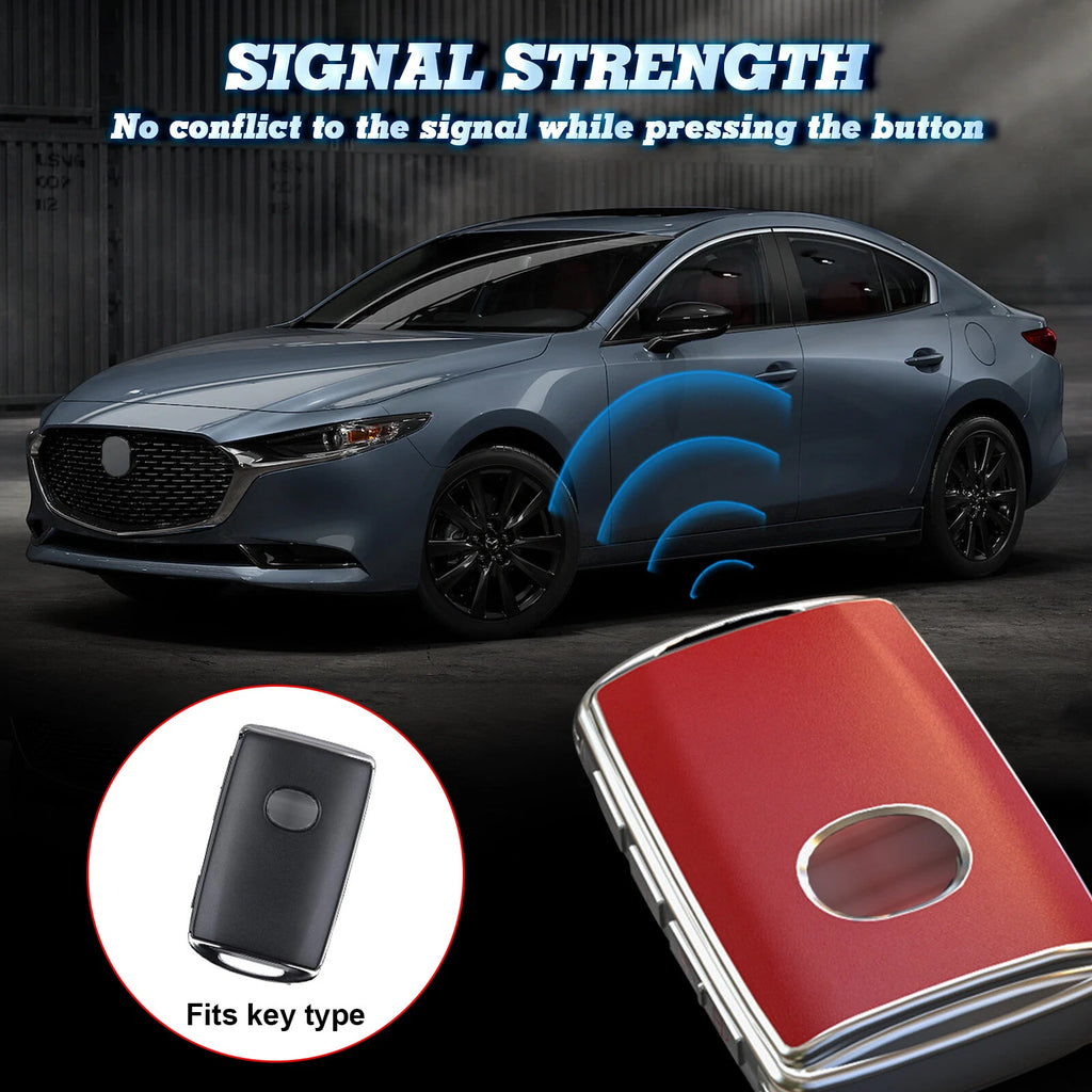 TPU Sand Leather Smart Key Shell with Keychain for Mazda (2014-2025)