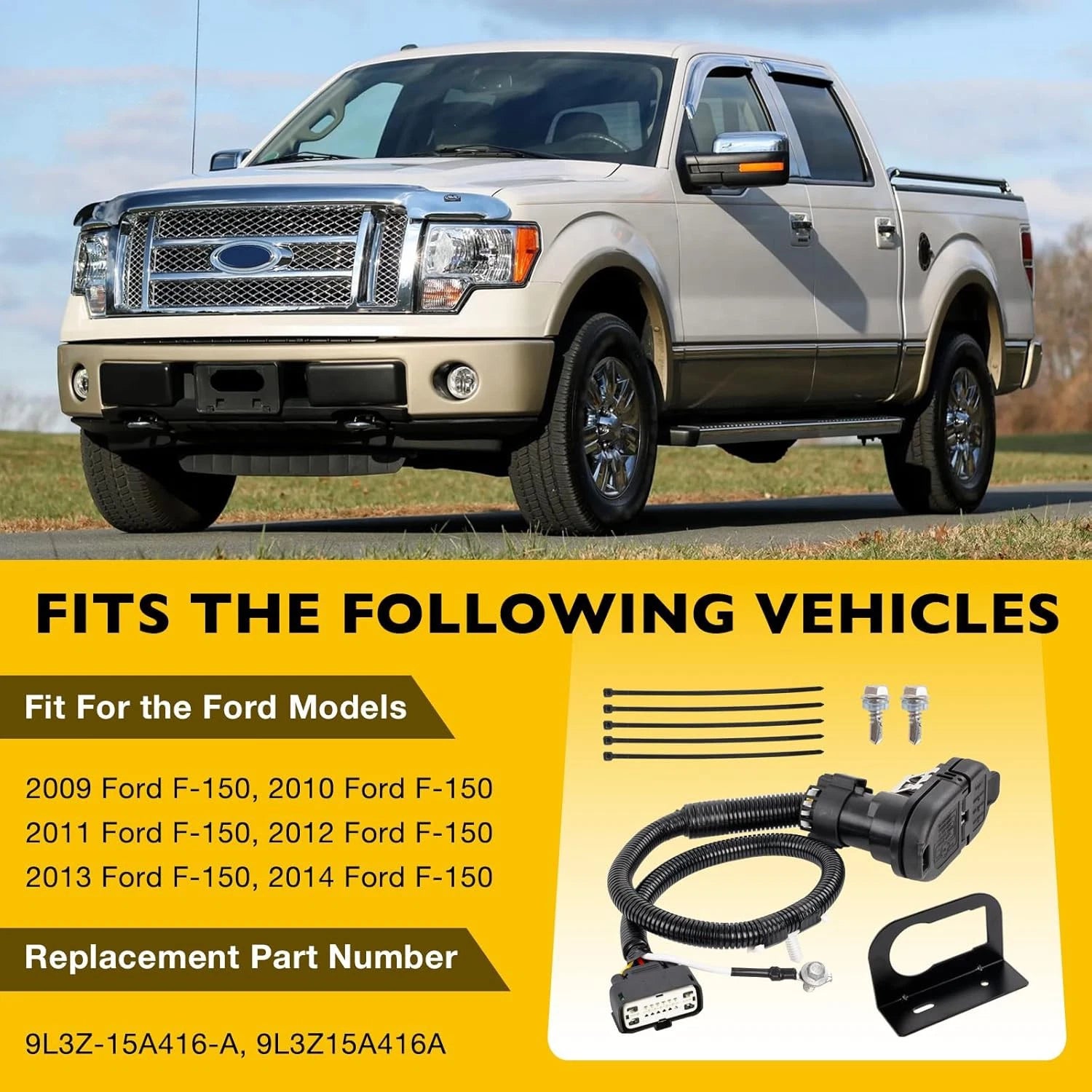 Trailer Tow Wiring Connector Harness Kit for Ford F150 (2009–2014) 9L3Z15A416A