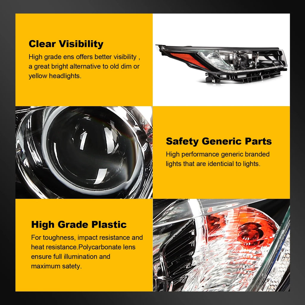 Right Side Headlight Assembly with Projector for Toyota Highlander (2017–2019)