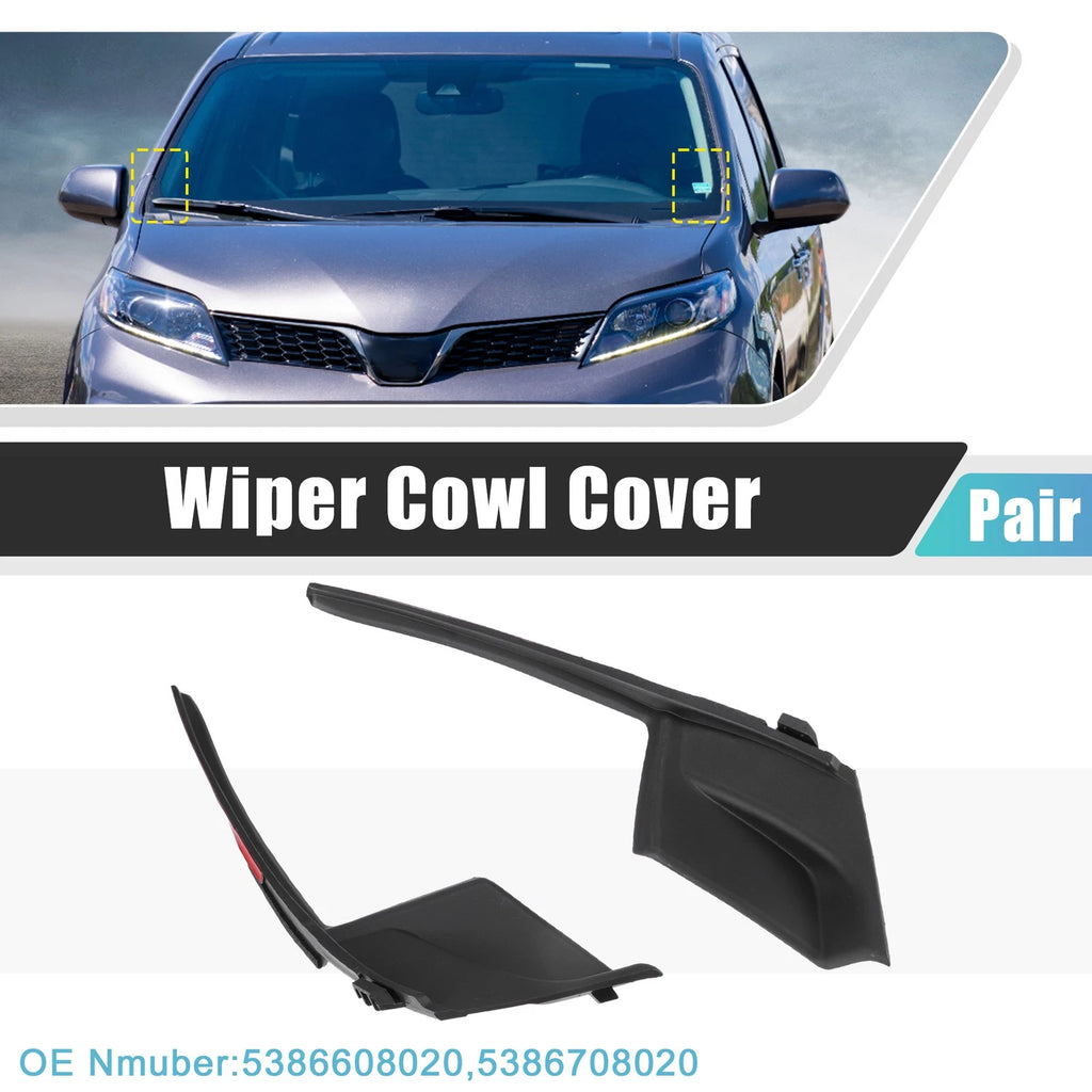 1 Pair Windshield Wiper Cowl Covers No. 5386608020 for Toyota Sienna (2011–2020)