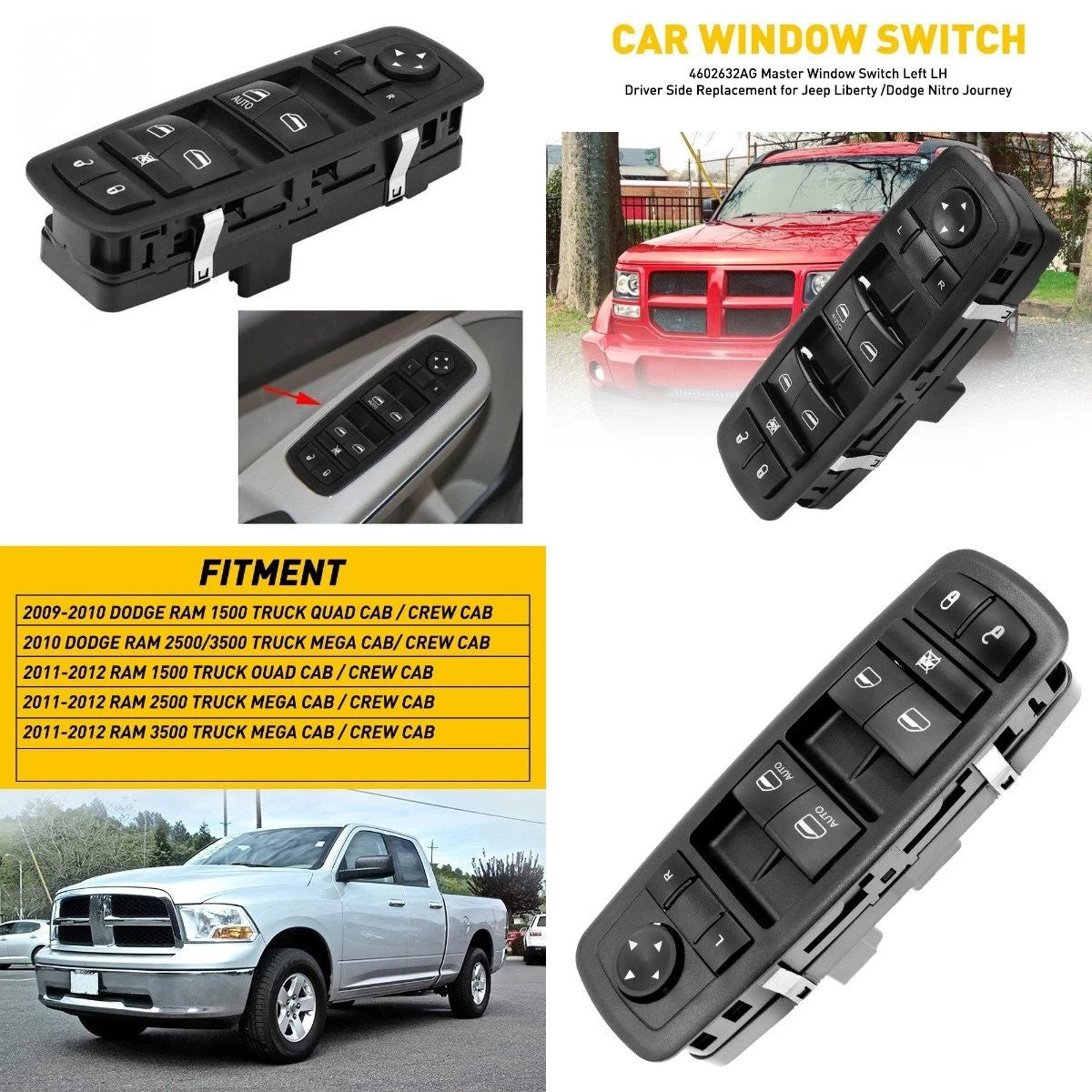 Electric Master Power Window Control Switch for Dodge Journey (2009–2010)
