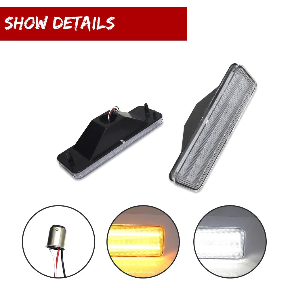 Dynamic Amber & White LED Signal Lights for Ford Bronco F150 F250 F350