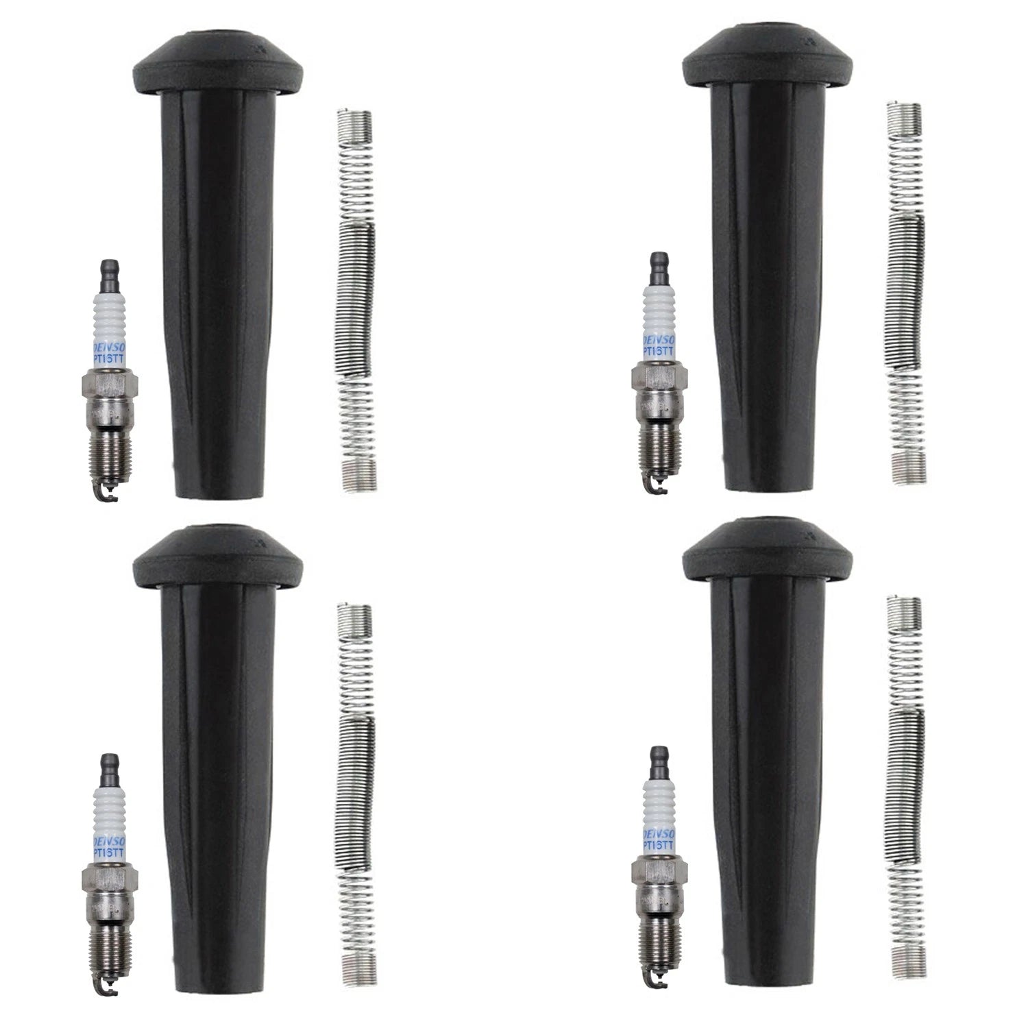 Denso 4 Platinum TT Spark Plugs & Coil Boots Kit for Escape Focus Mariner (2001–2012)