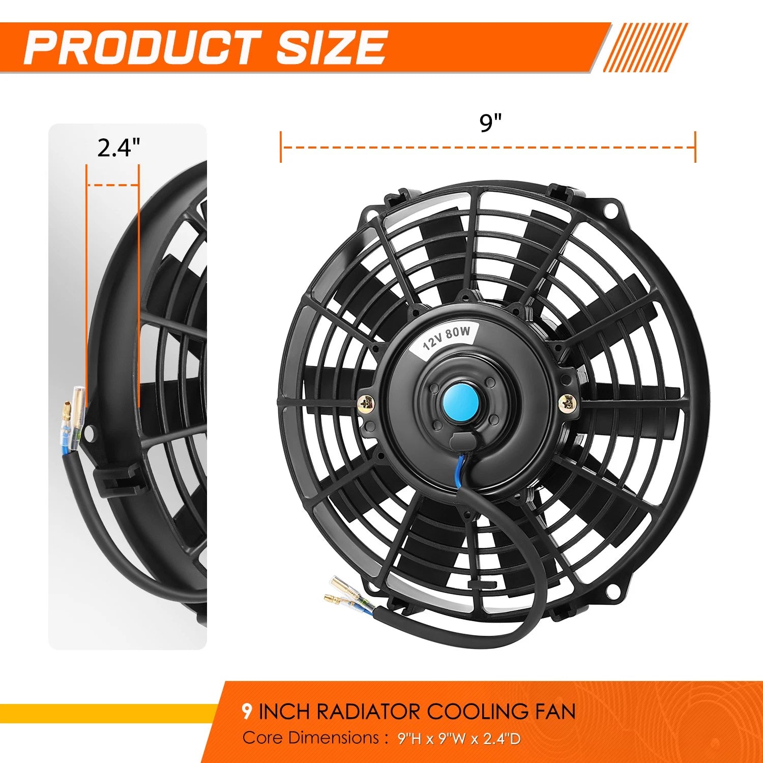 2X 9" 12V Electric Radiator Cooling Fan for Racing (Universal)