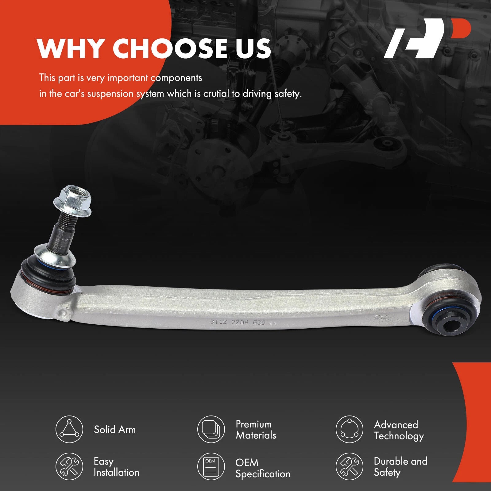 Front Right Rearward Control Arm with Ball Joint for BMW F80 M2 (2014–2021)