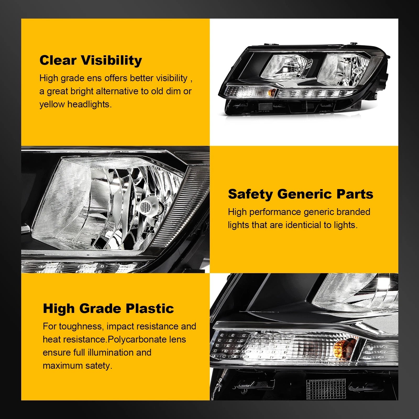 Left Side LED DRL Headlight with Bulb for Volkswagen Tiguan (2018–2021)