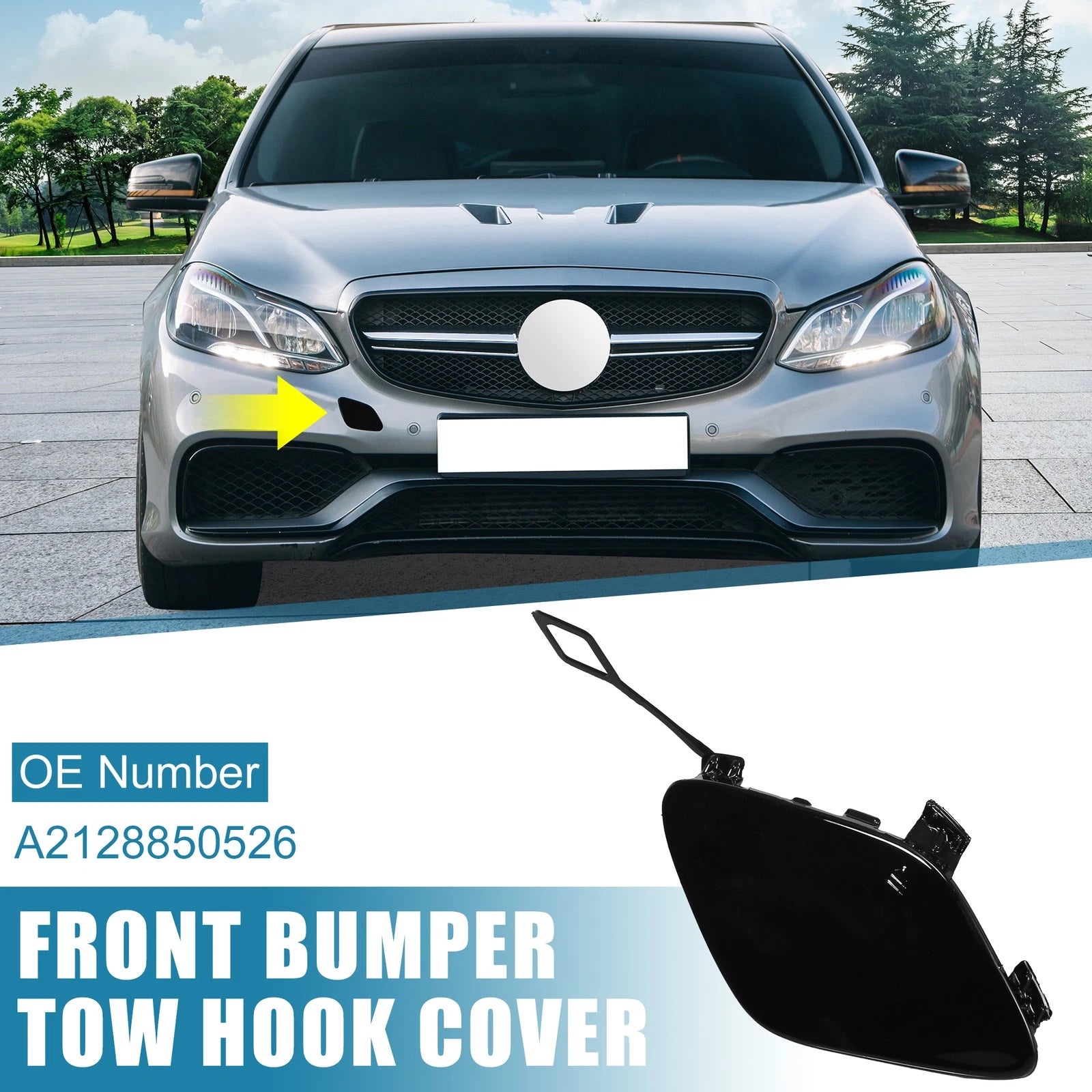 Tow Hook Cover for Mercedes-Benz E250 (2014–2015) Bright Black