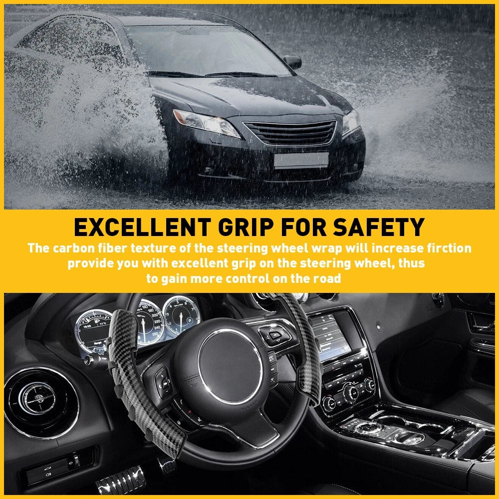 Carbon Fiber Steering Wheel Booster Cover for Universal Fit (37-39cm)