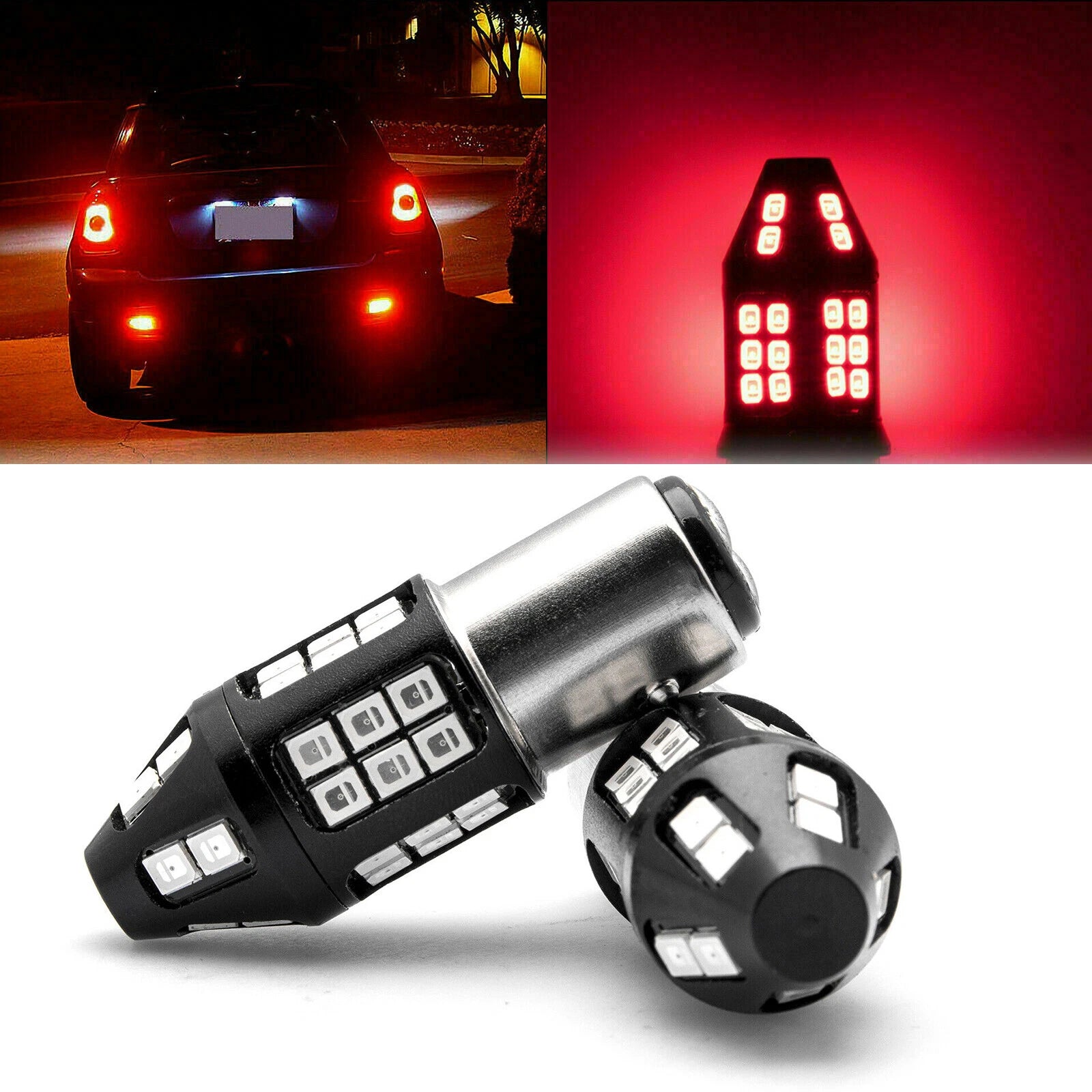 Bay15D Red Flashing Strobe LED Brake Tail Light for 2015–2019 Models