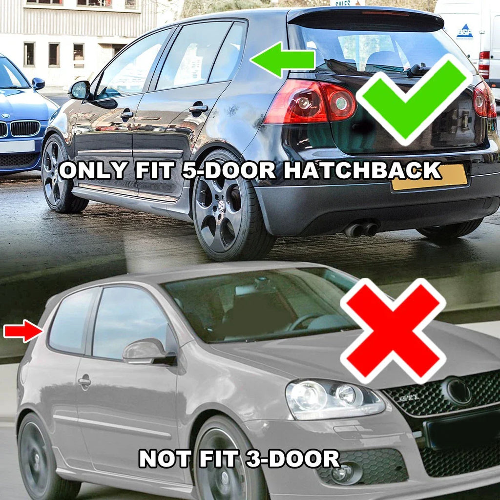 Gloss Black Side Rear Window Louver Shutter Cover Trim for Golf Mk5 (2004-2009)
