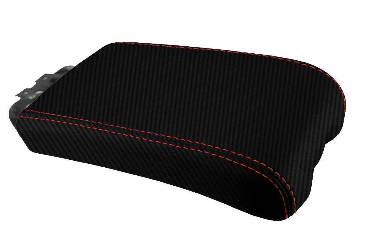 Console Lid Armrest Cover for Lexus ES350 (2007–2009) Carbon Fiber Red Stitch