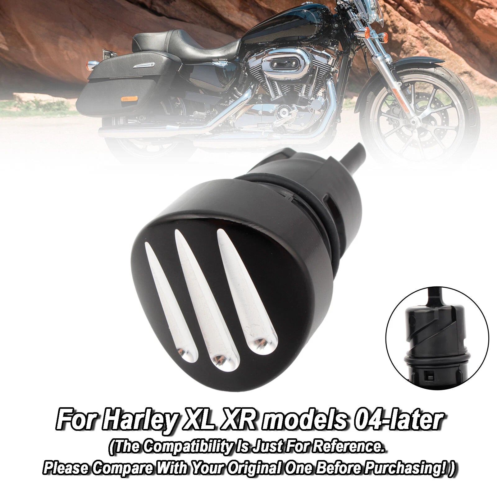Oil Dipstick Tank Cap Plug for Sportster XL883 XL1200 (2004–2016) Black
