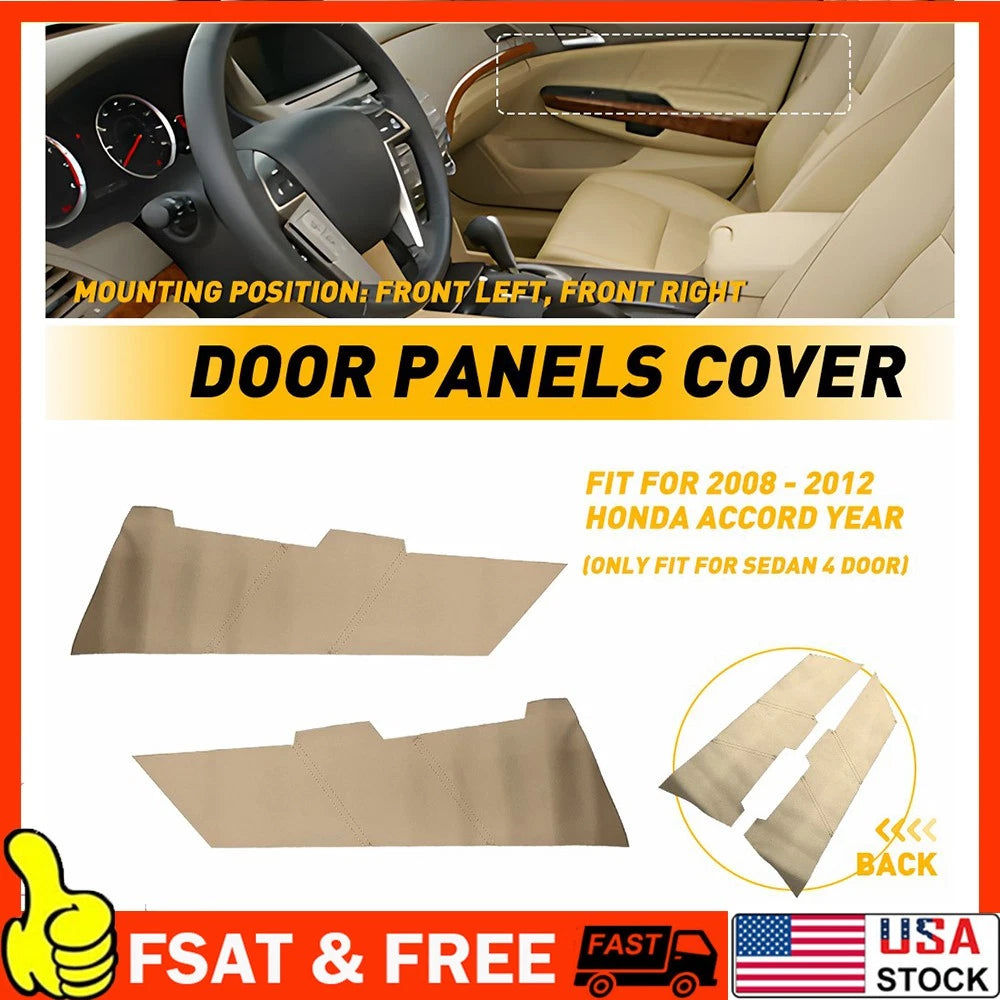 Leather Front Door Panel Covers for Honda Accord (2008â2012) Beige