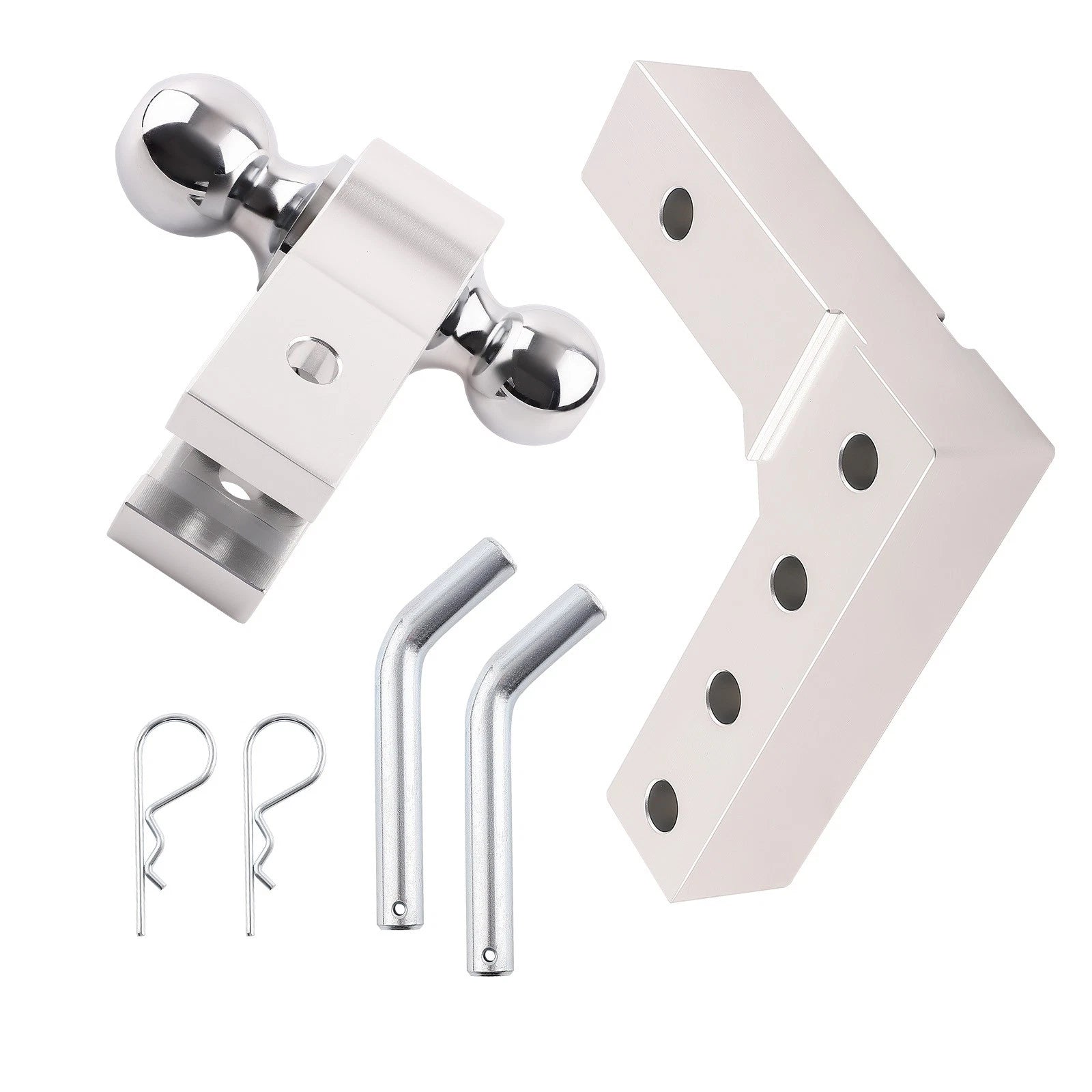 2" Trailer Tow Hook Receiver Dual Ball Adjustable Aluminum (6" Drop)