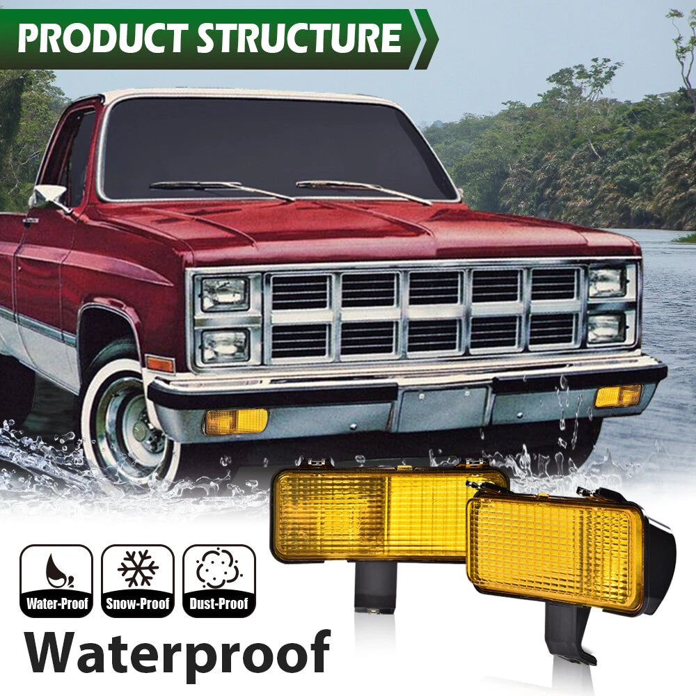 Front Turn Signal Park Lights for Chevy GMC Pickup (1981–1982) Yellow