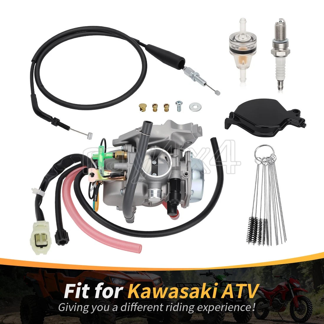 Carburetor w/ Throttle Cable for Kawasaki Prairie 300 (1999–2002) KVF300B KVF300A