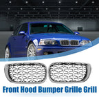 1 Pair Front Hood Bumper Grille for BMW 3 Series E46 (2002–2005) Silver Tone