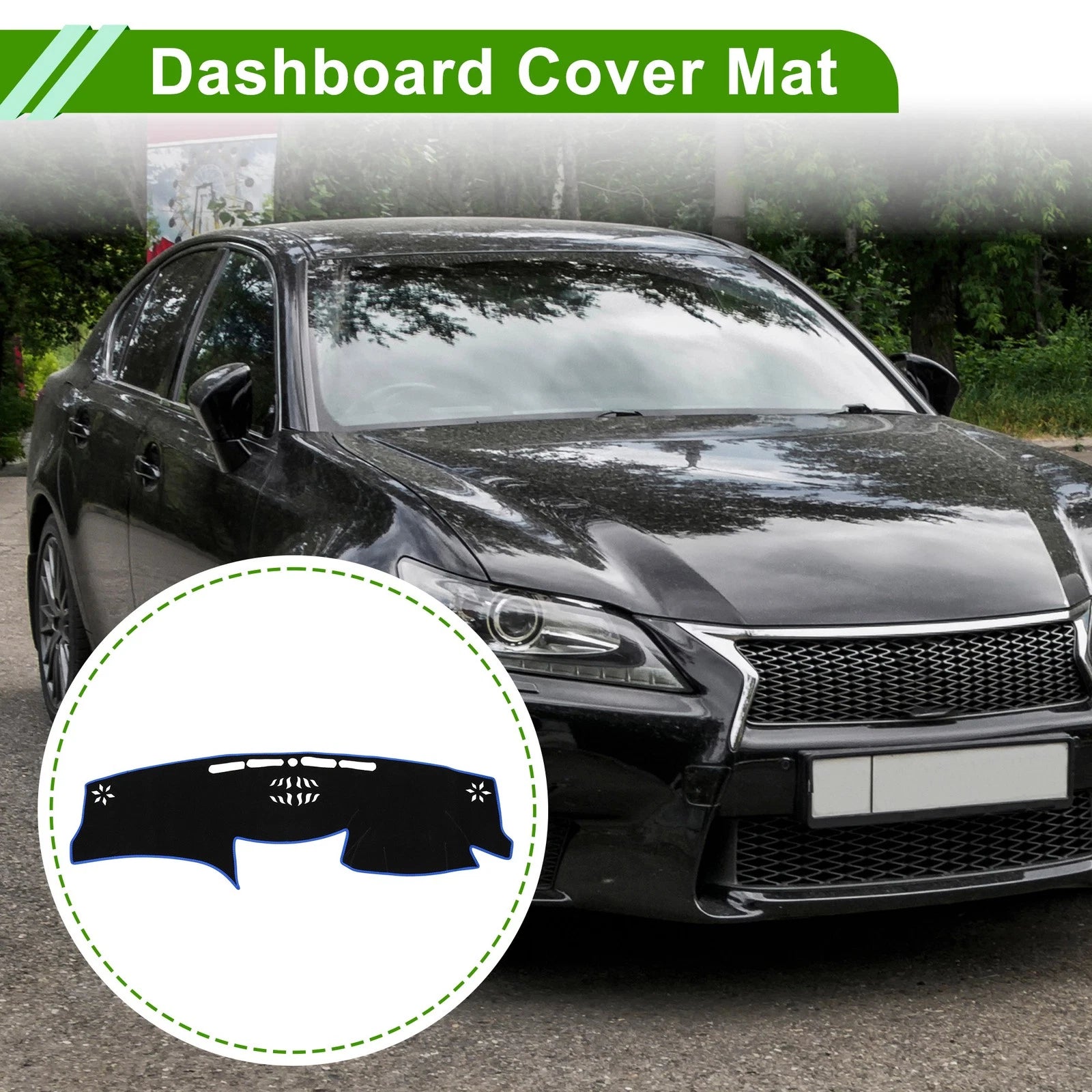 Dashboard Cover for Lexus GS (2006–2011) Black Blue 1Pc