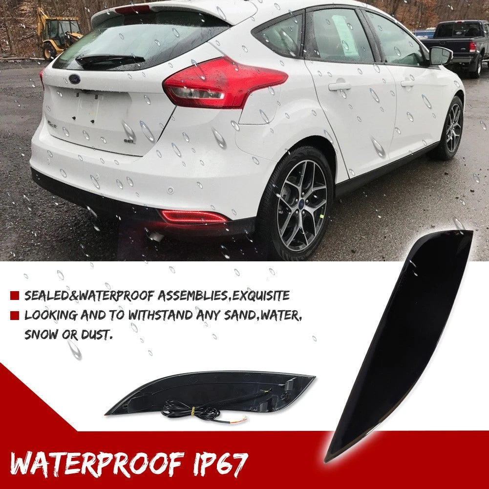 Smoke LED Rear Bumper Reflector for Ford Focus Hatchback (2015–2018)