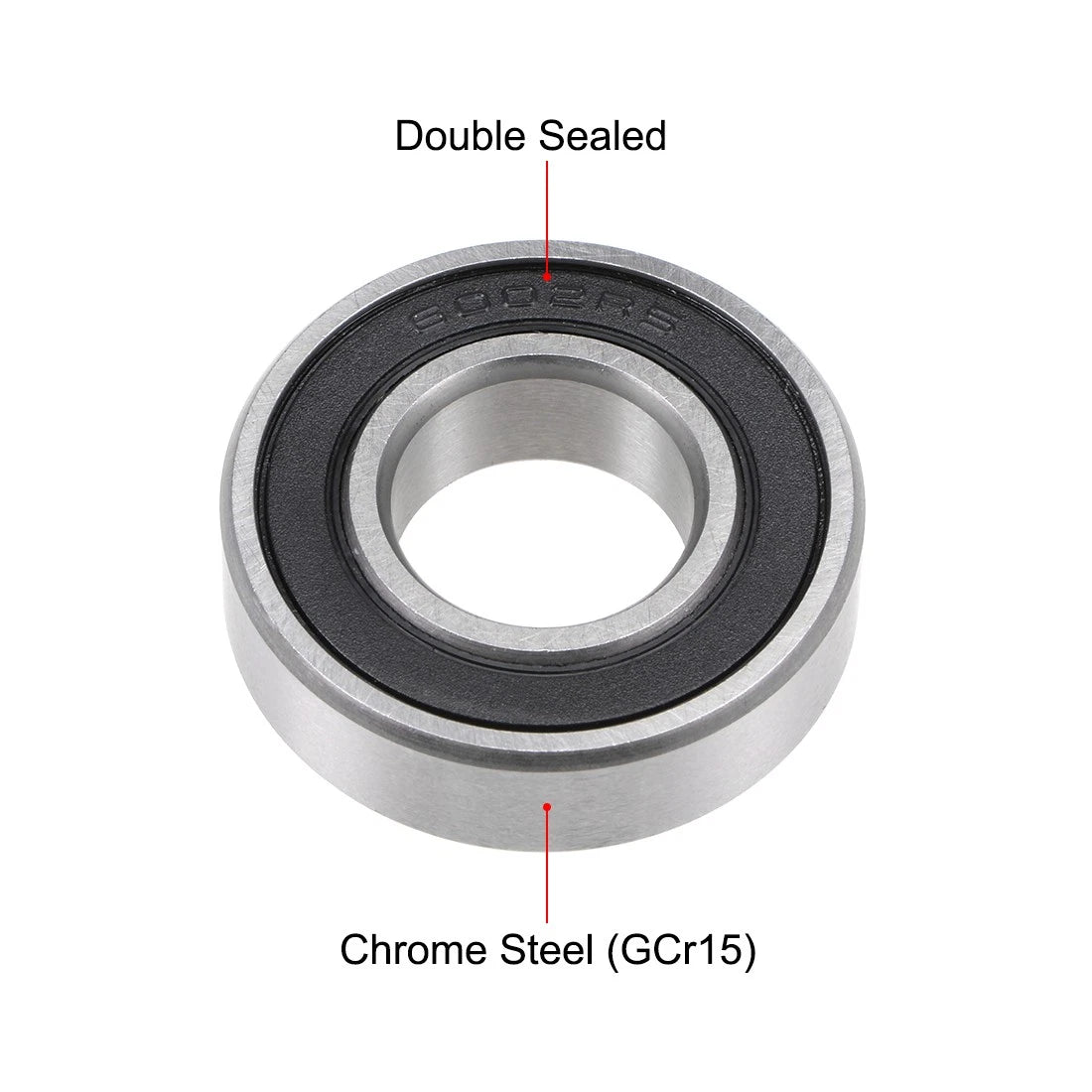 Set of 2 6002-2RS Ball Bearings for Various Applications (15x32x9mm)