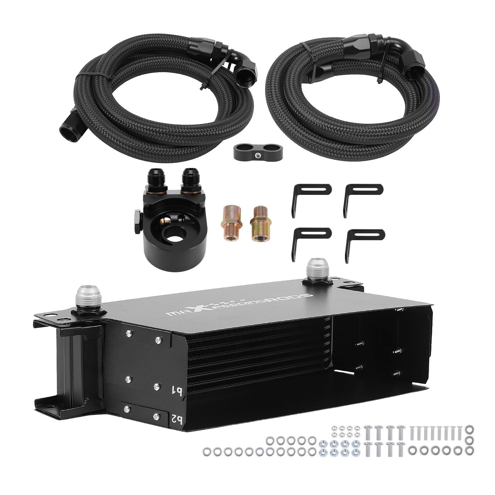10 Row AN10 Oil Cooler for Universal Applications (Aluminum, Black)