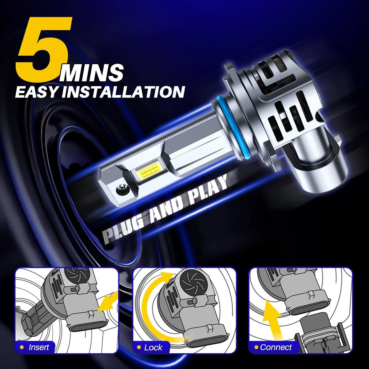 2X 9005 HB3 LED Headlight Bulbs Kit for High/Low Beam (6500K, 20000LM)