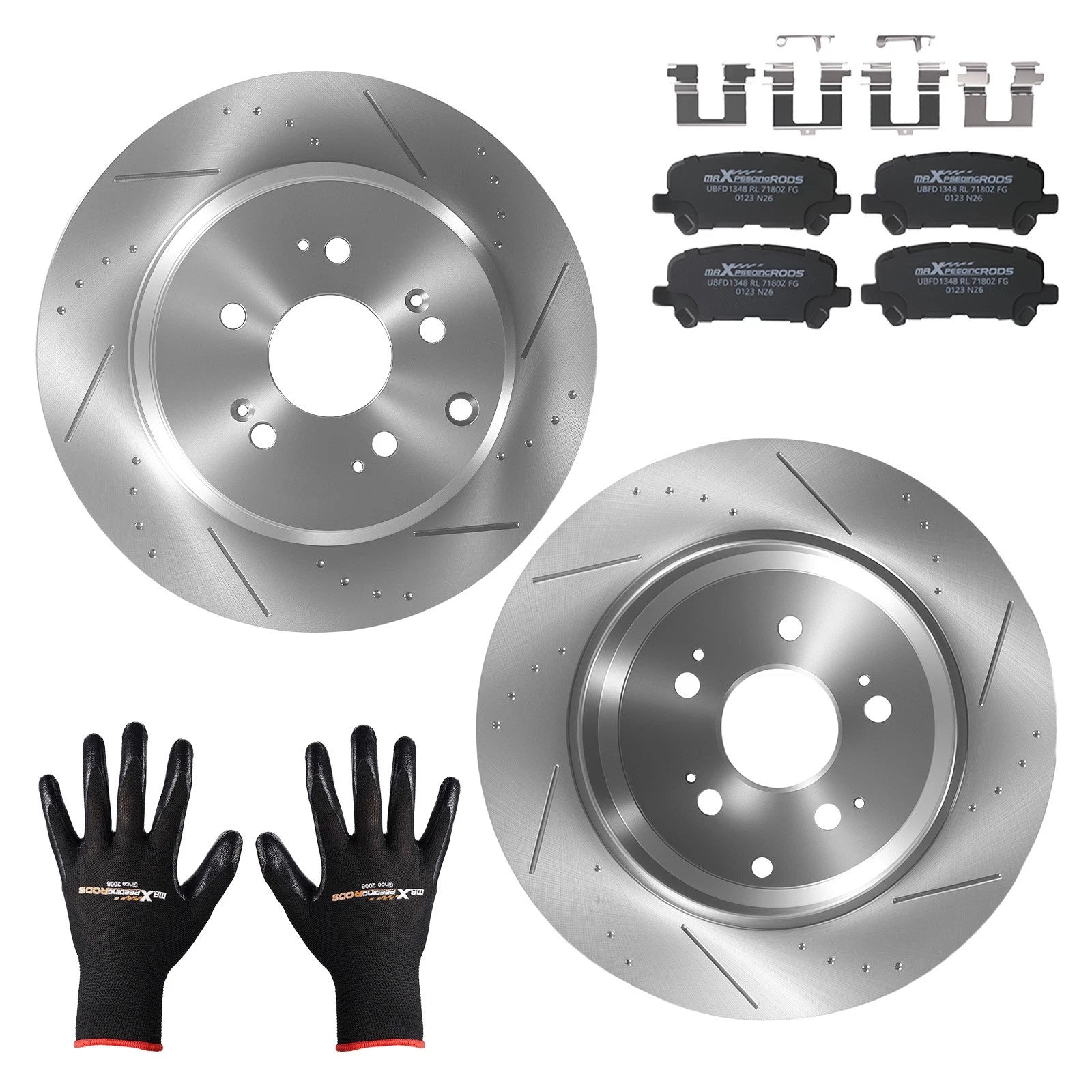 Set of 4 Rear Brake Rotors & Ceramic Pads for Acura MDX (2007–2013) Honda Pilot (2009–2014)