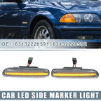 Pair LED Side Marker Amber Light for BMW 325i 330i E46 Clear Lens