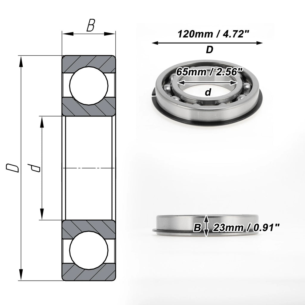 Deep Groove Ball Bearing 6213NR for Scooter Skateboard (P0 65x120x23mm)