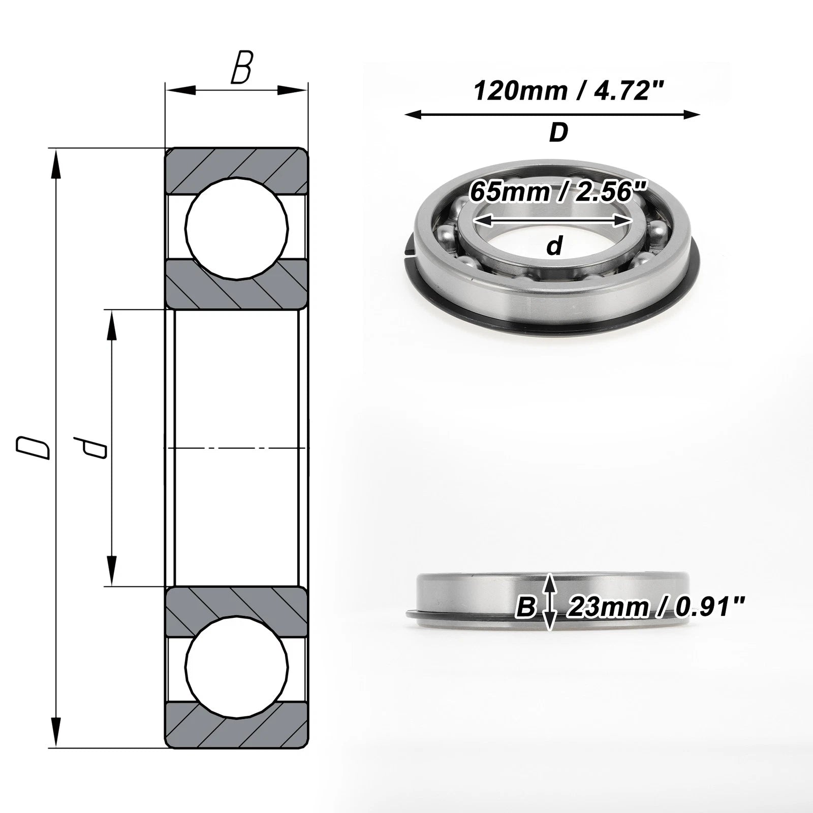 Deep Groove Ball Bearing 6213NR for Scooter Skateboard (P0 65x120x23mm)