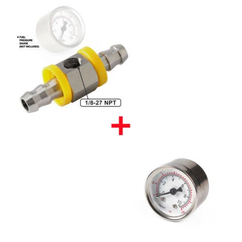 Fuel Pressure Gauge with T-Fitting Adapter for Automotive Applications