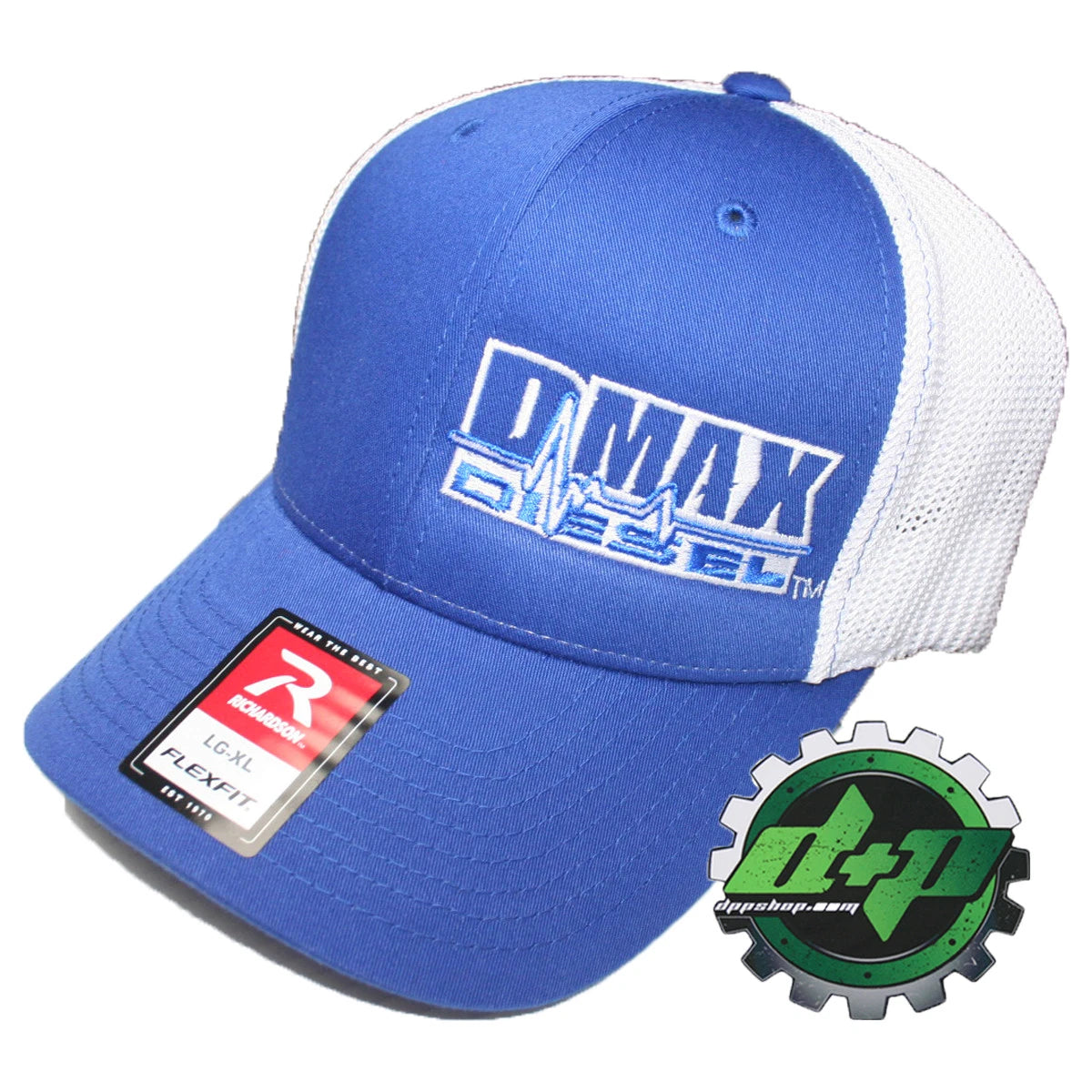 Duramax Diesel Hat for DMAX Truck (L/XL) - Blue Flexfit White Mesh Back
