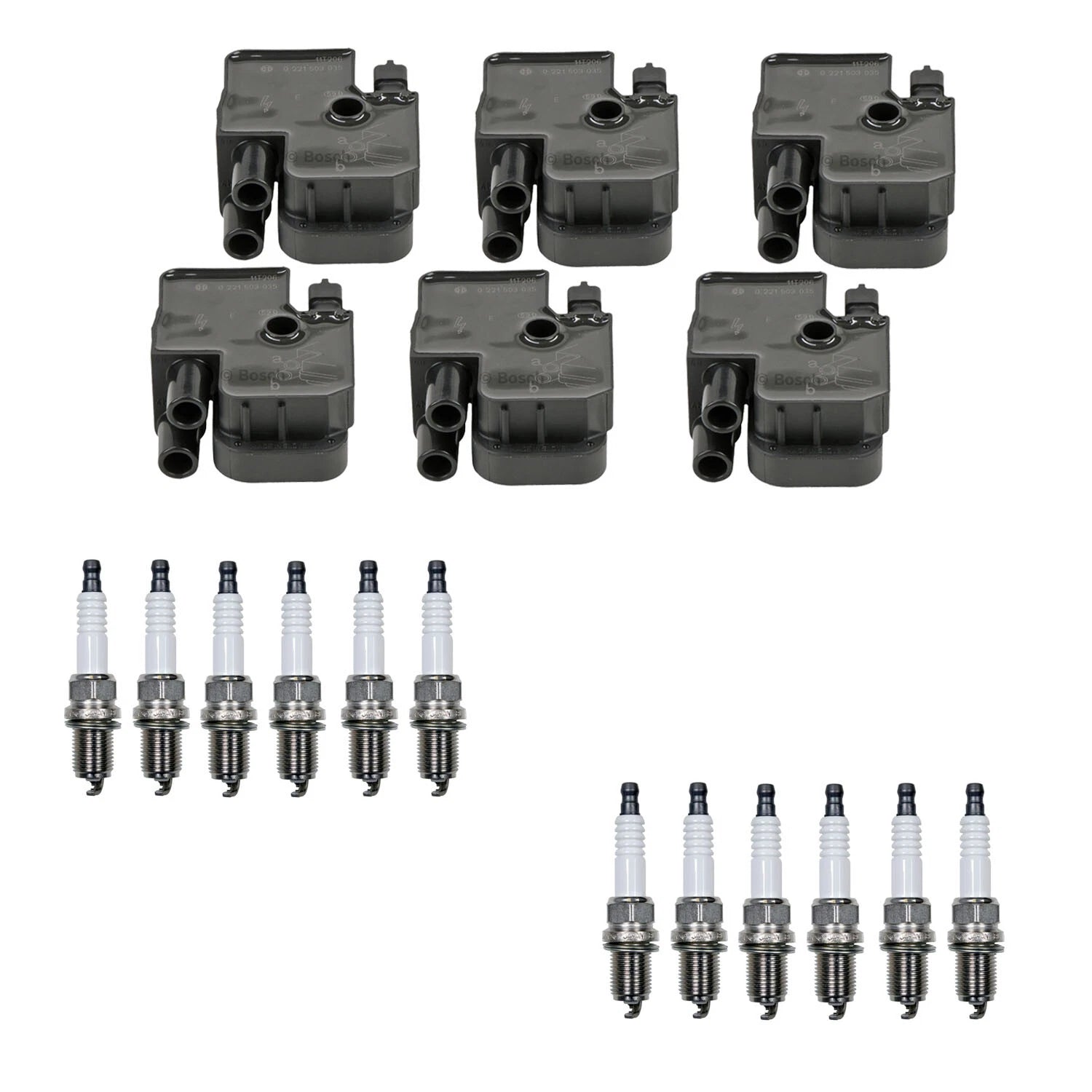 Set of 6 Ignition Coils & 12 Platinum Spark Plugs for Mercedes W210 W163