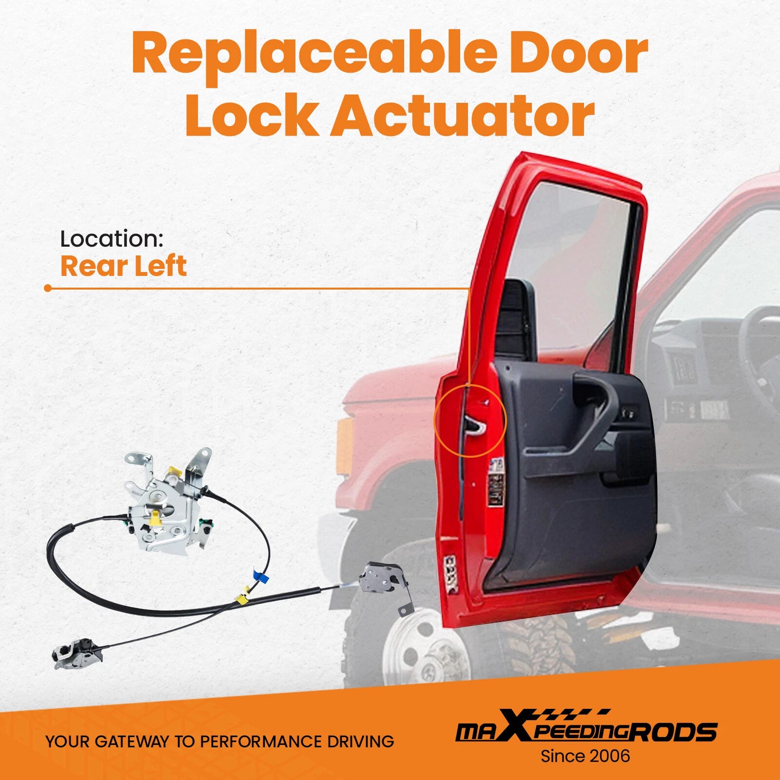 Rear Left Driver Side Door Lock & Cable for Ford F-550 Super Duty (1999–2007)