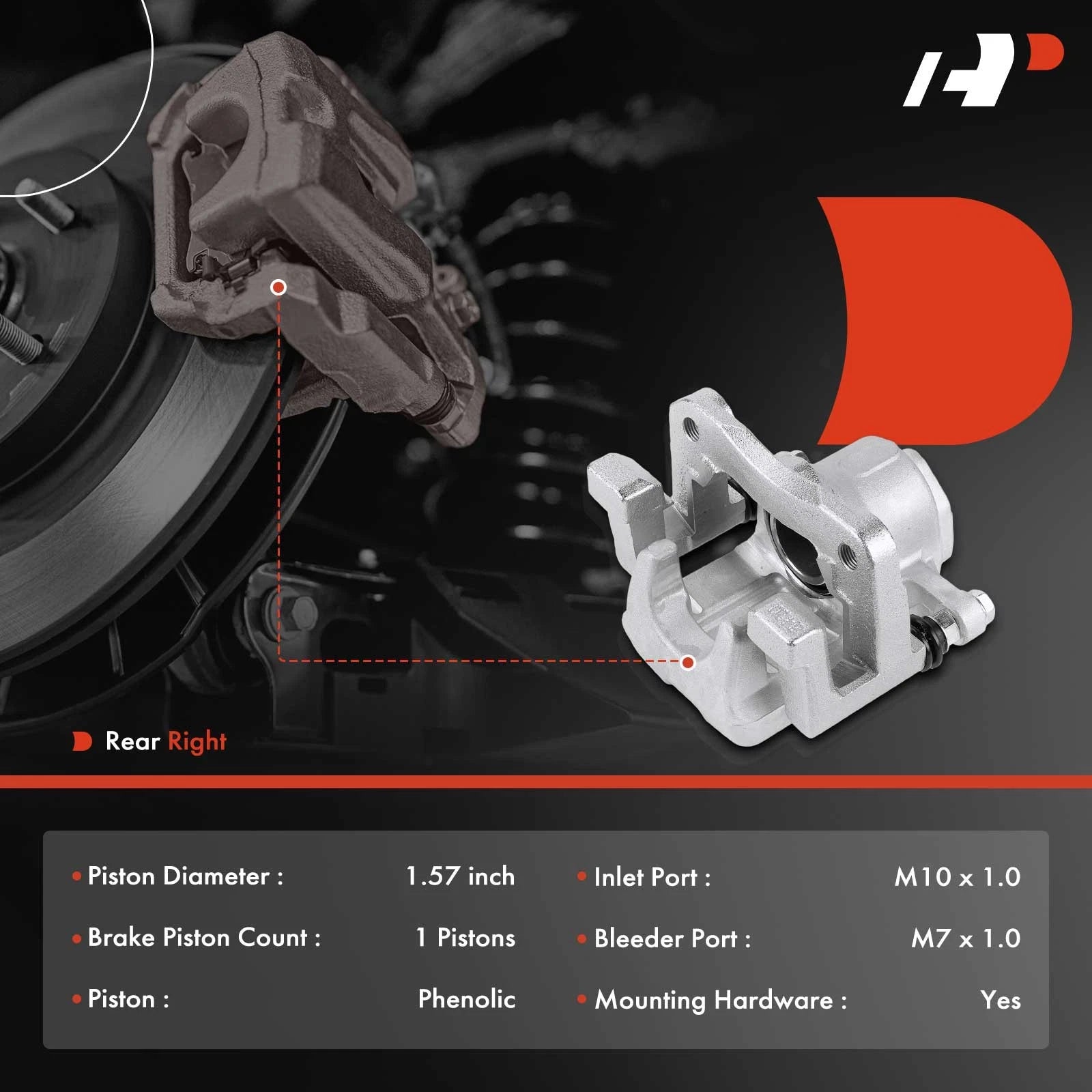 Brake Caliper with Bracket Rear Right for Toyota Camry 2018–2024