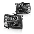 Headlight Assembly Pair Black/Clear for Chevy Silverado 2500HD 3500 (2007–2014)