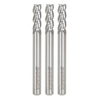 Set of 3 Carbide End Mills 3/16" 3 Flute 9/16" LOC 2" Length