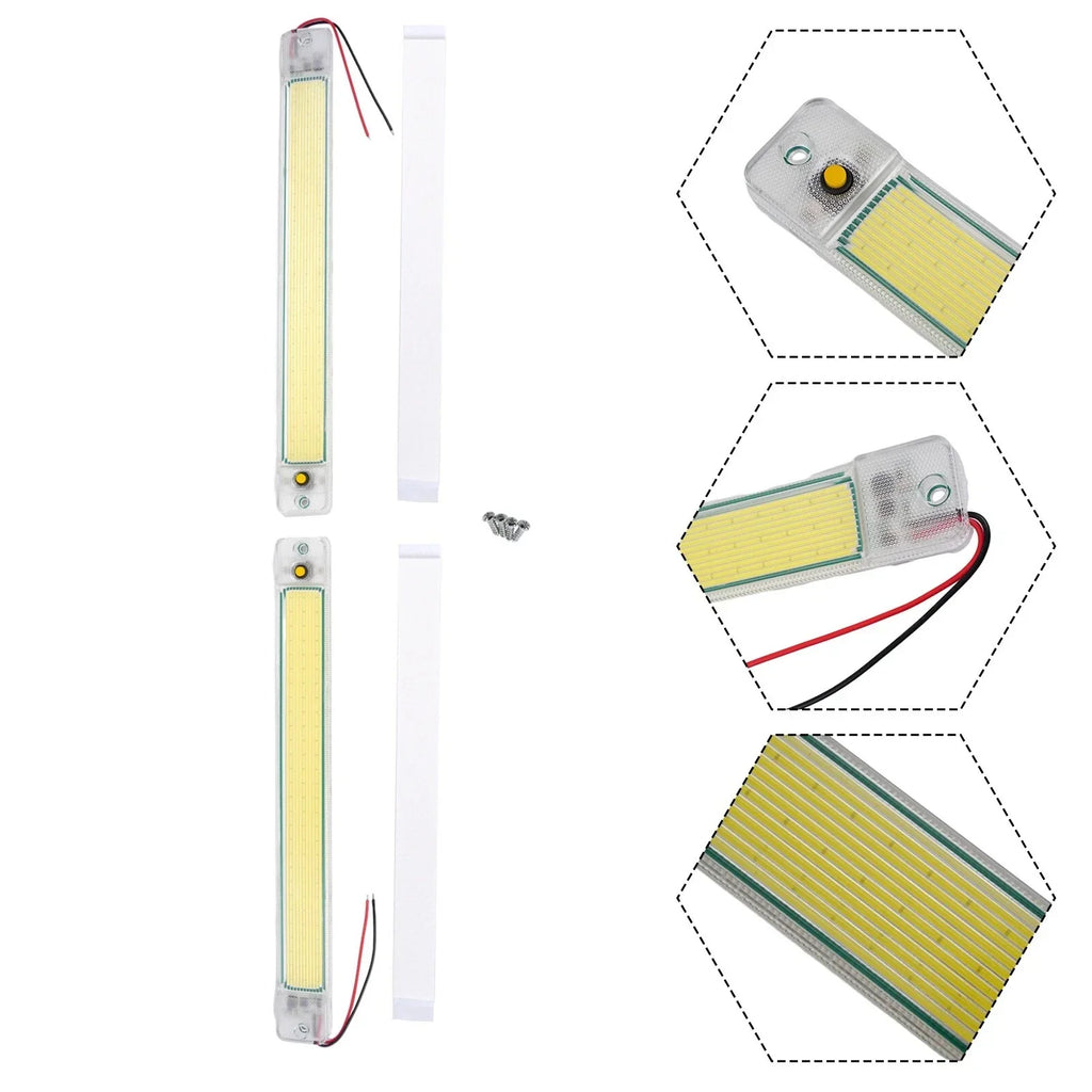 2 x LED Car Interior White Strip Lights Bar Lamp for Car Van Caravan Boat
