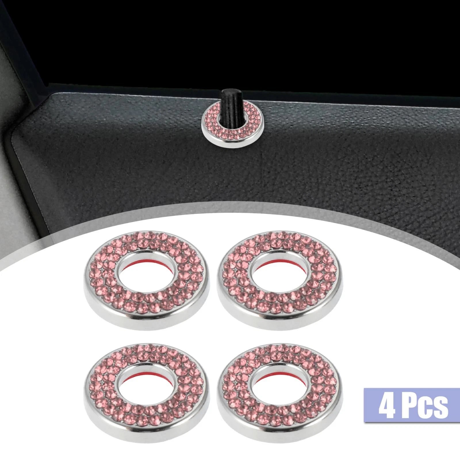Set of 4 Pink Bling Car Door Lock Stickers for Mercedes Benz E C Class GLC (2015–2019)