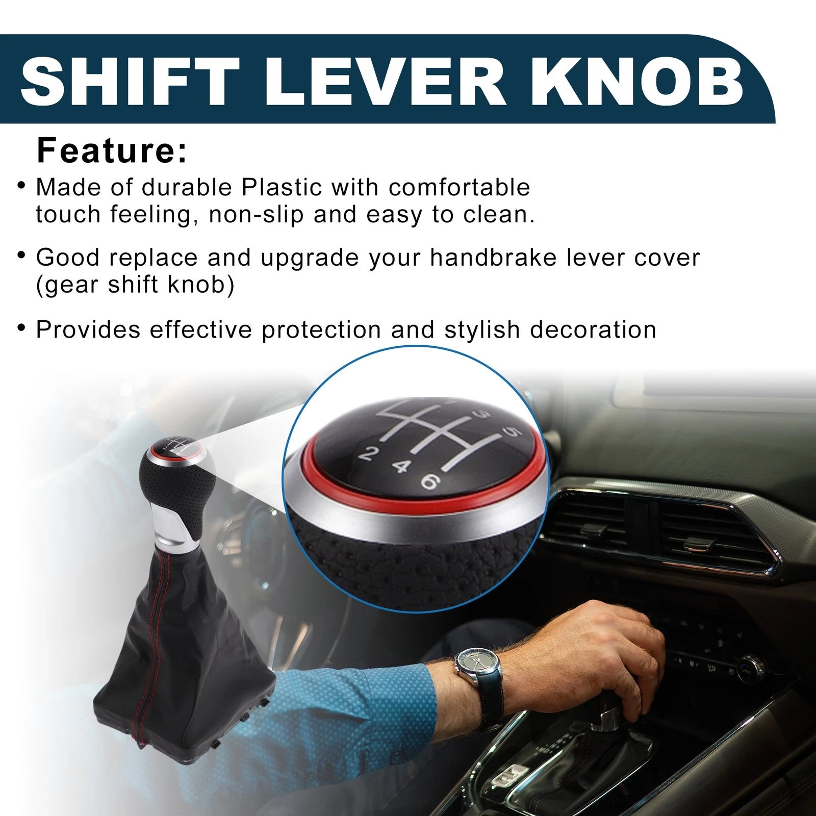 6 Speed Shift Knob with Boot Cover No. 4F0863278 for Audi A6 (2005–2011)