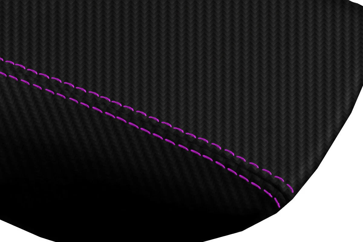 Console Lid Armrest Cover for Ford Fusion (2013–2020) Carbon Fiber Purple Stitch