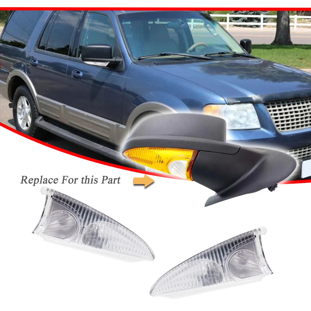 2 Chrome Side View Mirror Turn Signal Light Covers for Ford Expedition, Navigator