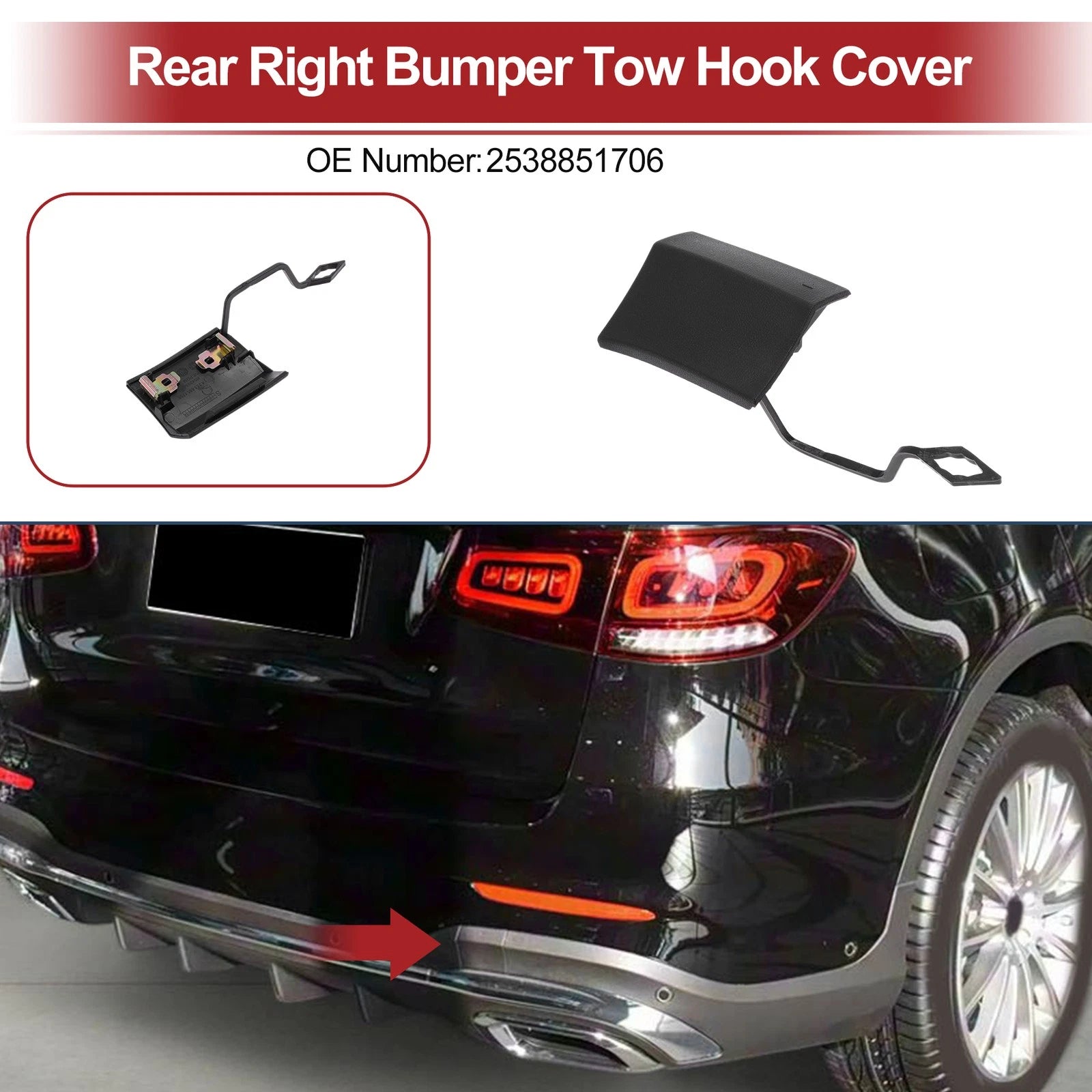 Tow Hook Cover Cap for Mercedes-Benz GLC300 (2016–2023) No. 2538851706