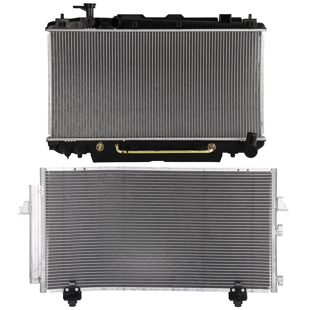 Set of 2 Aluminum Radiator & A/C Condenser for Toyota RAV4 (2001–2005)