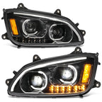 LED DRL Turn Signal Dual Projector Headlight for Kenworth T170 T370 T660 (2008–2019)