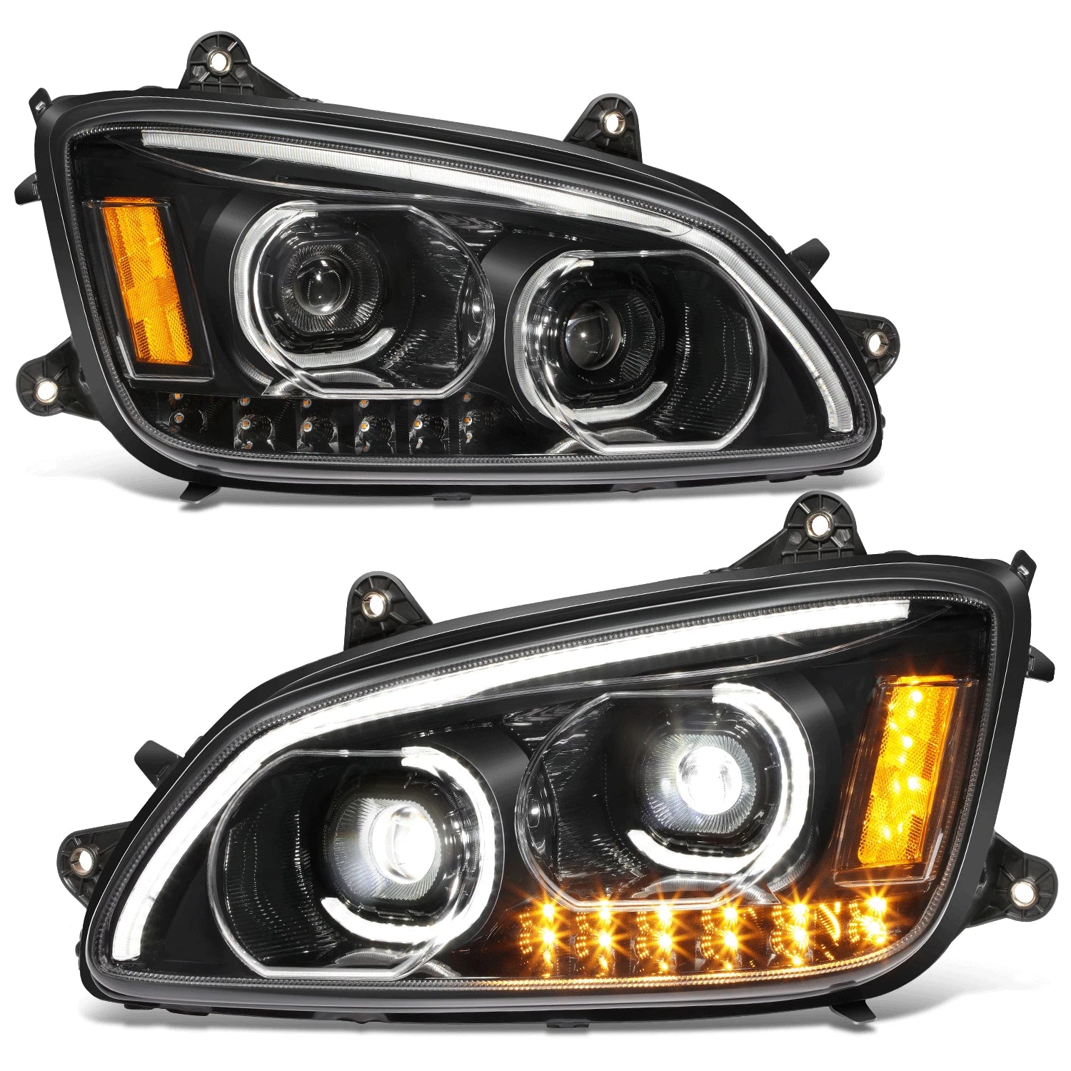 LED DRL Turn Signal Dual Projector Headlight for Kenworth T170 T370 T660 (2008–2019)