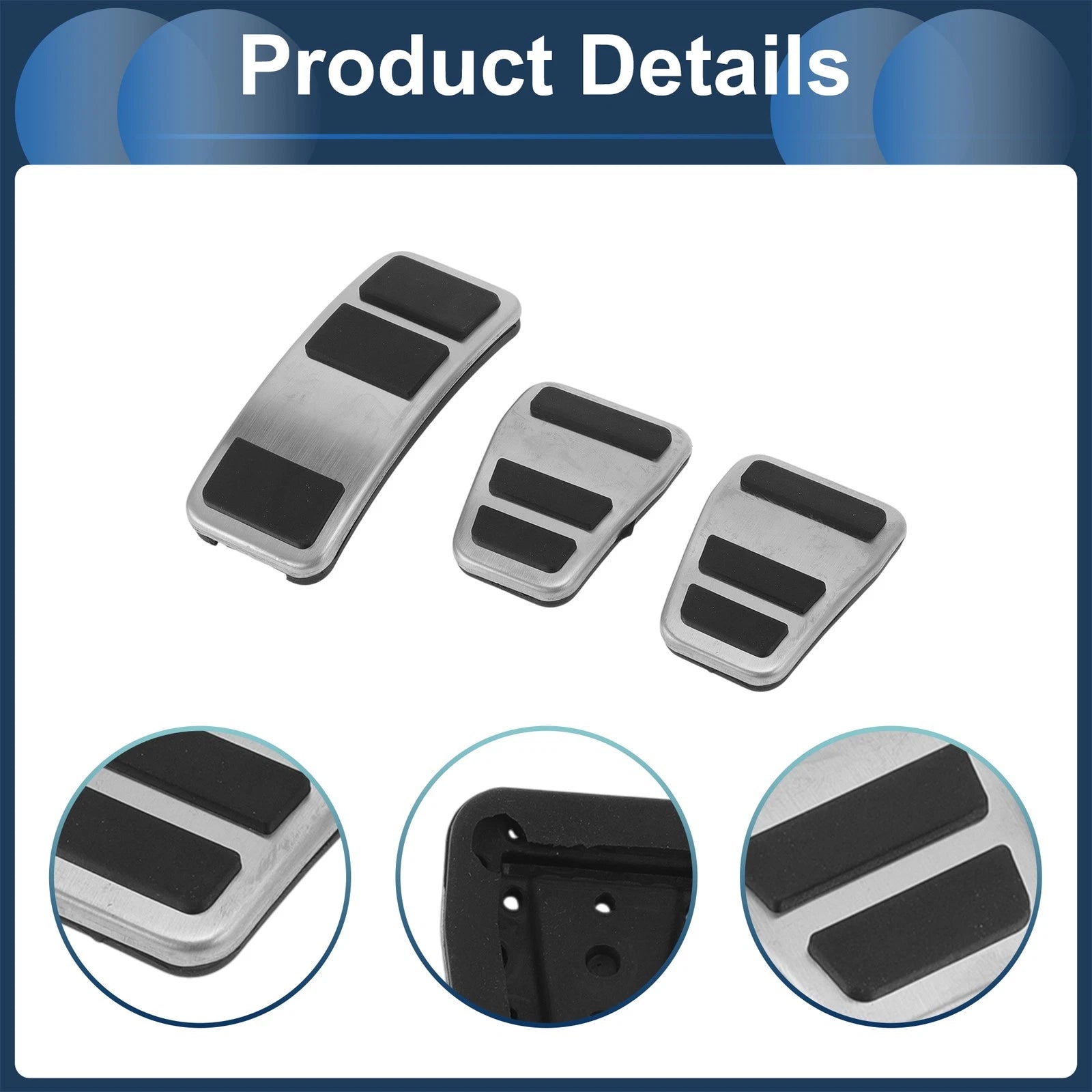 3X Foot Accelerator Pedal Covers for Ford Fiesta (2013–2024) Silver Tone